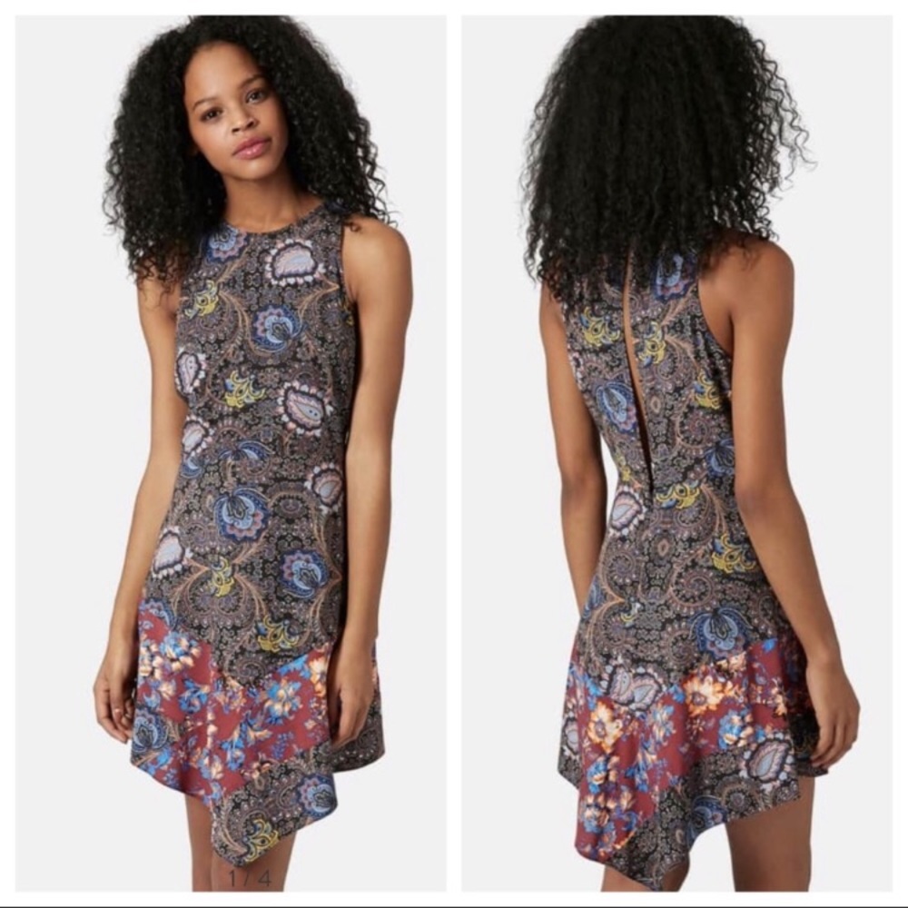 Topshop Open Back Handkerchief Dress